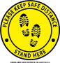 CS0004-KEEP SAFE DISTANCE YELLOW- 12x12in